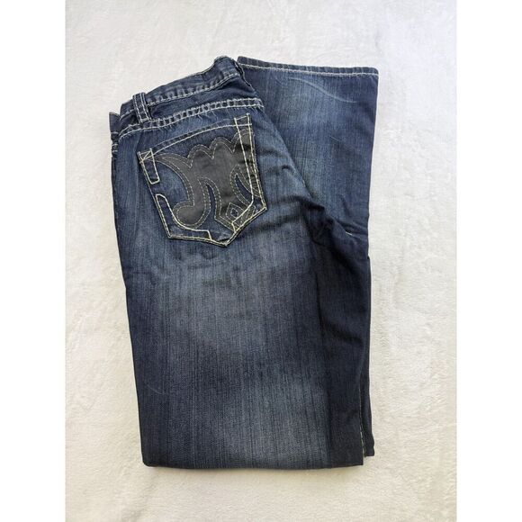 MEK Denim Jeans Mens 36x34 Blue Tetouan Straight Leg Contrast Stitch Distressed - Picture 15 of 15